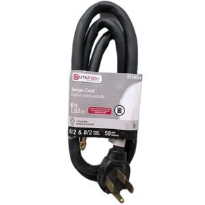 UTILITECH 6FT 4-Wire/Prong Range Cord 6/2 & 8/2 Gauge 50 Amp # 0118694 [F2]